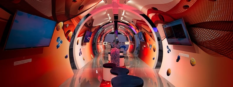 Inside of an exhibition stand