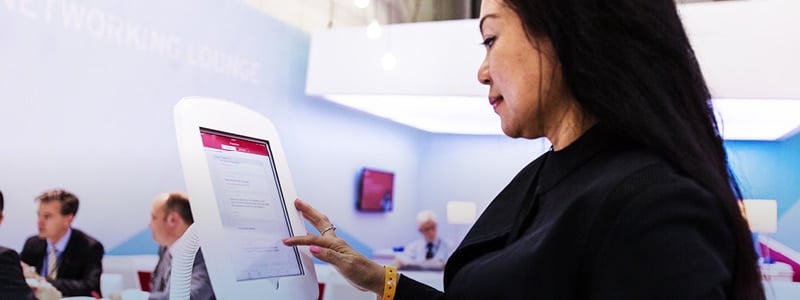 Someone using an ipad at an event