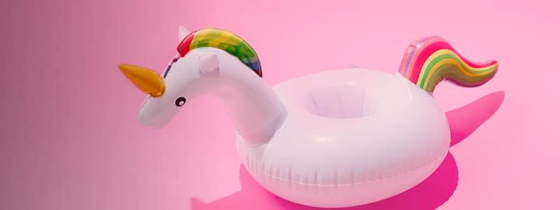 An inflatable unicorn