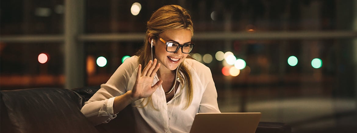 Someone waving on a computer