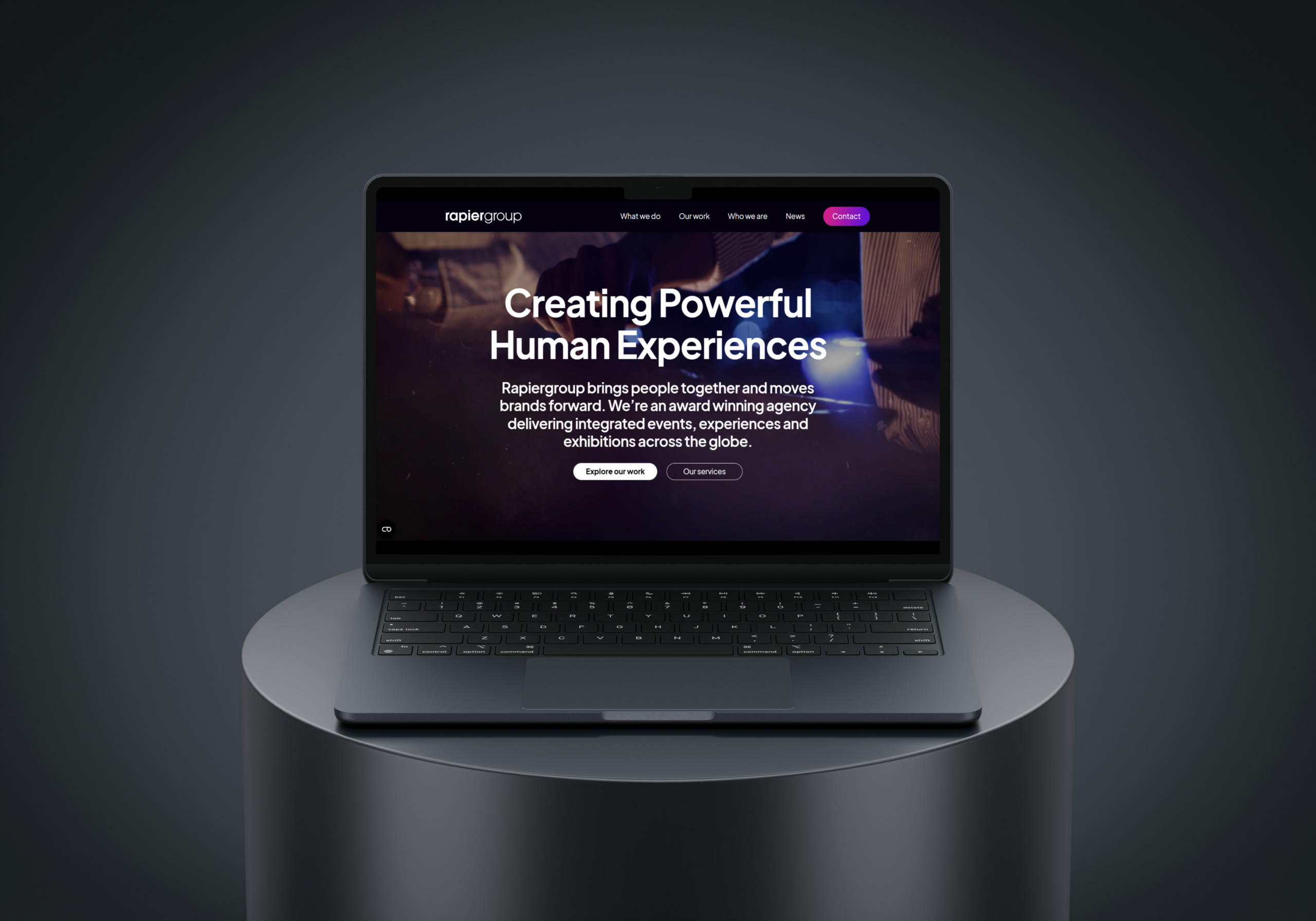 A laptop showing Rapiergroup's new website