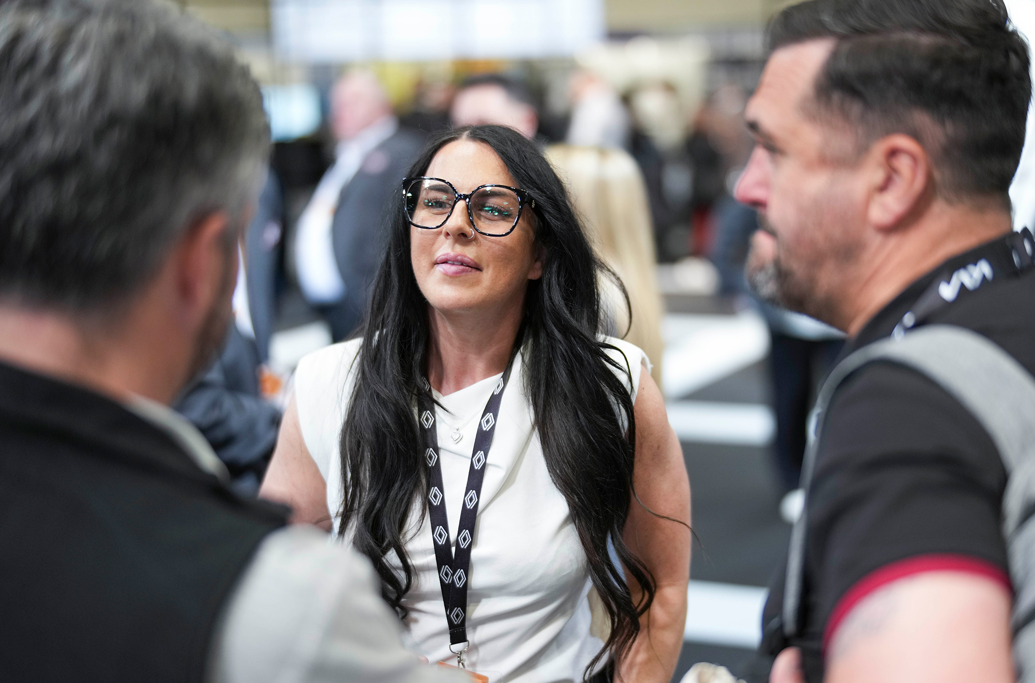 People engaged in coversation on the Renault Stand at CV Show