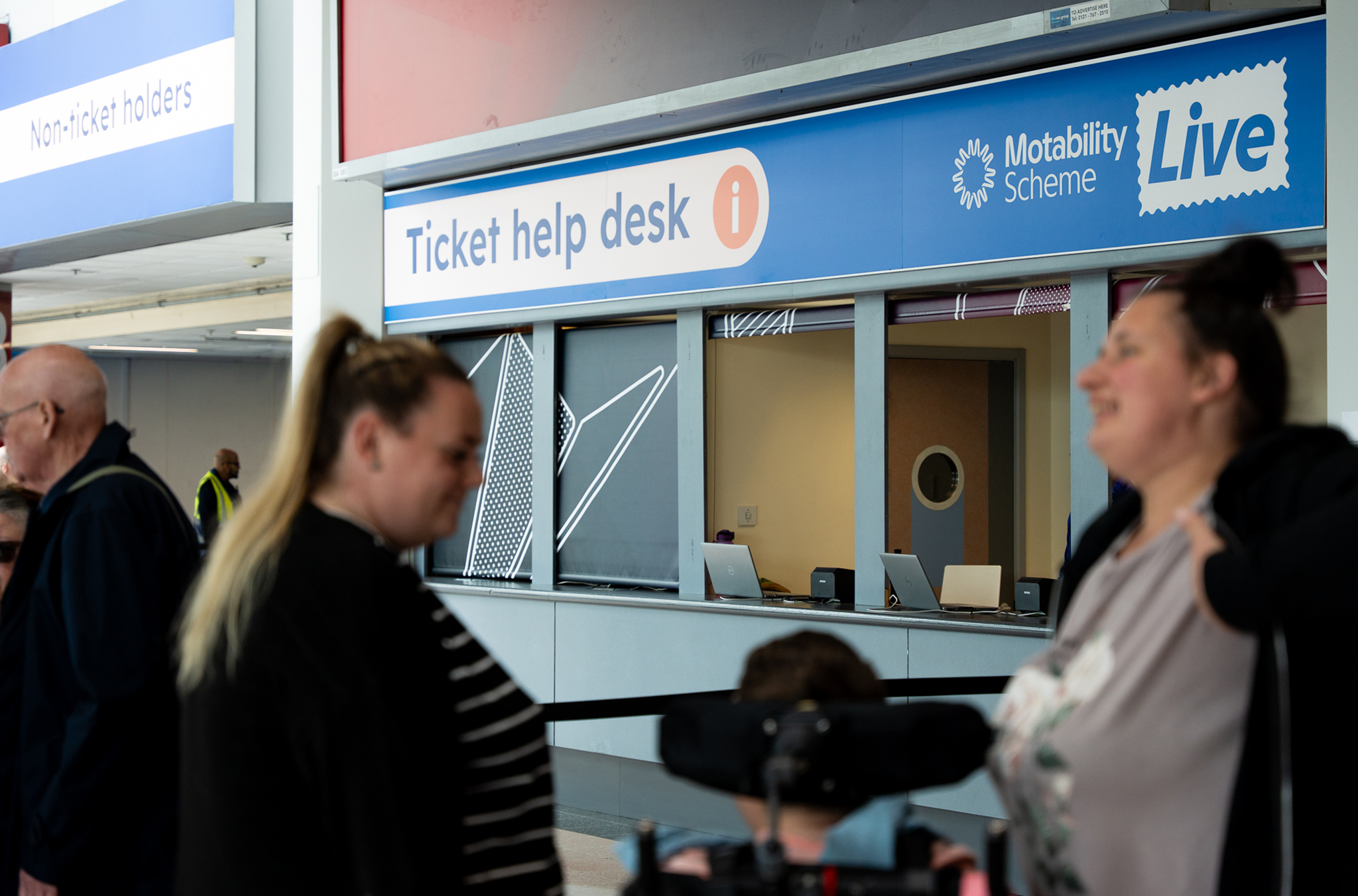 A ticket help desk at a consumer event
