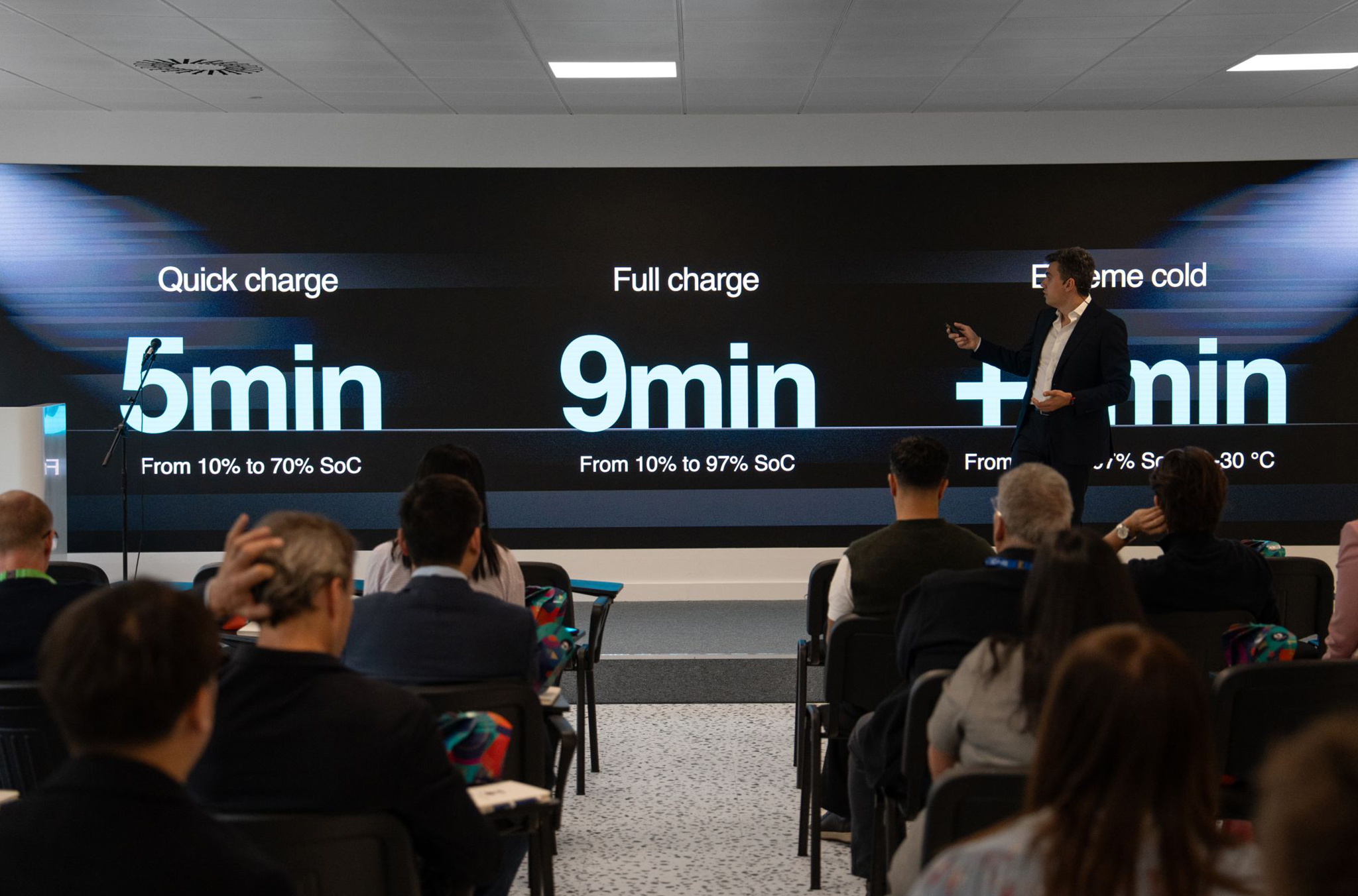 A keynote presentation at DENZA flash charging launch
